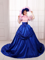 Faschingskostüm Damen Vintage Kostüm viktorianische königliche Karneval Kostüm Ball Kleid Royalblau Festzug Kleid