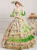 Faschingskostüm Damen Vintage Kostüm viktorianischen Ball Kleid Floral Print Kleid mit Hut