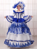Faschingskostüm Damen Vintage Kostüm viktorianischen Kleid Royalblau Ballkleid mit Hut