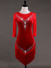 Faschingskostüm Damenkleidung für Latein-Tanz aus in Rot für Damen Polyester Lycra Spandex Latein Tänzer Performance mit Kleid Karneval Kostüm