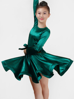 Faschingskostüm Damenkleidung für Latein-Tanz aus Latein Tänzer Set Performance Kunstseide mit Kleid&und Gürtel Karneval Kostüm