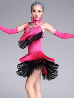 Faschingskostüm Damenkleidung für Latein-Tanz aus mit Farbblock und unsymmetrischem Design für Damen Latein Tänzer Set Performance Polyester im schicken & modischen Style