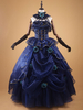 Faschingskostüm Dark Navy Retro Kostüm Vintage Rüschen Perlen Ball Kleid Kostüm