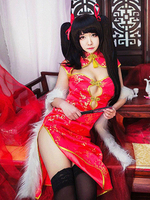Faschingskostüm Date A Live Tokisaki Kurumi Karneval Kostüm Cosplay Sexy Red Cheongsam Girl Version Karneval Kostüm