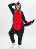 Faschingskostüm Dinosaurier Kigurumi Onesie Pyjamas Flanell Schwarz Overalls mit Kapuze Unisex Adult Animal Nachtwäsche Karneval Kostüm