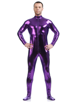 Faschingskostüm Dunkellila glänzend metallisch Zentai-Anzug für Männer
