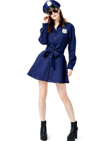 Faschingskostüm e Damen Cop Kleid Blue Hat Polyester Karneval Kostüm Urlaub Kostüme Karneval Kostüm