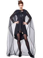 Faschingskostüm e Damen Hexen Mantel Schwarzes Kleid Tüll Spitze Karneval Kostüm Urlaub Kostüme Karneval Kostüm