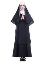 Faschingskostüm e Frau Nonne Two-Tone Hood Schwarz Kleidung Karneval Kostüm Urlaub Kostüme Karneval Kostüm