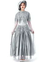 Faschingskostüm e Frauen Leiche Braut Retro Hut Grau Kleid Matt Satin Schädel Karneval Kostüm Urlaub Kostüme Karneval Kostüm