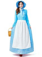 Faschingskostüm e frauen maid europäischen stil hellhimmelblau kleid schürze spitze halloween ferien kostüme Karneval Kostüm