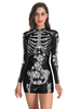 Faschingskostüm e Schwarz Damen Scary Mini Kleid Polyester 3D Print Bodycon Urlaub Kostüme Karneval Kostüm