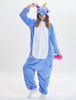 Faschingskostüm Einhorn Kigurumi Pyjamas Onesie Flanell Blau Lange Overalls Erwachsene Unisex Tier Nachtwäsche Karneval Kostüm