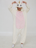 Faschingskostüm Einhorn Kigurumi Pyjamas Onesie pelzigen Schwanz weißen Flanell Overall Kigurumi Kostüme Karneval Kostüm