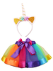 Faschingskostüm EInhorn Kostüm 2021 KInder Karneval EInhorn Kostüm Tüll Polyester Set Mit Thema von Unicorn Rock Und Kopfschmuck Karneval Kostüm Karneval Kostüm