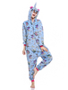 Faschingskostüm Einhorn Onesie Kigurumi Pajamas 2021 Pegasus Blau Flannel Unisex Erwachsene Overalls Karneval Kostüm