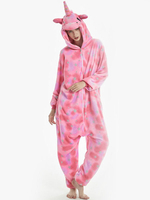 Faschingskostüm Einhorn-Pyjamas Kigurumi Onesie Karneval Träumen Star Pink Flanell Frauen Jumpsuit Karneval Kostüm