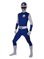 Faschingskostüm Elastan Power Rangers Zentai in Wieß und Blau