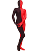 Faschingskostüm Elastan Zentai mit Farbblock in Rot und Schwarz