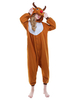 Faschingskostüm Erwachsene Tarnung Pyjamas in Braun mit Reindeer-Mtiv Unisex für Karneval Overall Karneval Kostüm