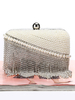 Faschingskostüm Flapper 1920er Jahre Clutch Taschen Great Gatsby Silber Strass Tassel Beaded Cross Body Bags