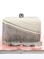 Faschingskostüm Flapper 1920er Jahre Clutch Taschen Great Gatsby Silber Strass Tassel Beaded Cross Body Bags