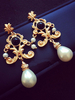 Faschingskostüm Flapper Dress Accessories 1920er Jahre Great Gatsby Ohrring White Pearls Flapper Dangle Earring Karneval Kostüm