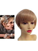 Faschingskostüm Flapper Girl Perücke Great Gatsby Daisy Kurzlicht Gold 1920er Jahre Mode Kostüm Perücke Karneval Kostüm