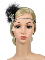 Faschingskostüm Flapper Headpieces der 1920er Jahre Great Gatsby Stirnband Frauen Feder Strass Perle Retro Haarschmuck Karneval Kostüm Karneval Kostüm