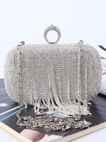 Faschingskostüm Flapper Kleid Clutch Bag 1920er Jahre Great Gatsby Accessoire Silberkette Strass Frauen Cross Body Bag