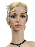 Faschingskostüm Flapper Kopfbedeckungen Strass Frauen 1920er Jahre Great Gatsby Stirnband Retro Haarschmuck Karneval Kostüm