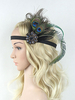 Faschingskostüm Flapper Stirnband 1920er Jahre Kostüm Charleston The Great Gatsby Feather Frauen schwarz Vintage Kostüm Zubehör Karneval Kostüm