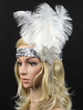 Faschingskostüm Flapper Stirnband 1920er Jahren Charleston Great Gatsby Kostüm weiße Feder Kopfschmuck Frauen Pailletten Vintage Kostüm Zubehör Karneval Kostüm