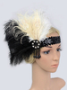 Faschingskostüm Flapper Stirnband der 1920er Jahre große Gatsby Charleston Feder Kopfschmuck Frauen Pailletten Vintage Kostüm Zubehör Karneval Kostüm