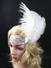 Faschingskostüm Flapper Stirnband der großen Gatsby Charleston 1920er Jahre Kostüm weiße Feder Kopfschmuck Frauen Vintage Kostüm Zubehör Karneval Kostüm