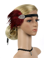 Faschingskostüm Flapper Stirnband Federn der 1920er Jahre große Gatsby Headpieces Strass Frauen Vintage Haarschmuck Karneval Kostüm Karneval Kostüm