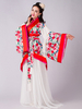 Faschingskostüm Frau chinesische Kostüme Blumendruck geschwungene vordere Robe Red Top Chiffon Urlaub Kostüme Karneval Kostüm