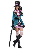 Faschingskostüm Frauen Faschingskostüm Alice im Wunderland Checkboard Muster 6 Stück Karneval Kostüm Set Karneval Kostüm