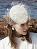 Faschingskostüm Frauen Fascinator Hut Ecru Weiß Tüll Net Vintage Haarschmuck Karneval Kostüm
