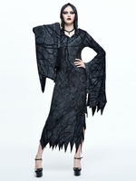 Faschingskostüm Frauen Gothic Kleider Karneval Kostüm Langarm Split Kapuzenkleid Karneval Kostüm