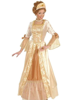 Faschingskostüm Frauen Renaissance Vintage Kostüm Karneval Kostüm Champagner Kleid mit Kopfbedeckung