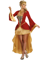 Faschingskostüm Frauen Renaissance Vintage Kostüm Karneval Kostüm rot hohe niedrige Kleid