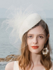 Faschingskostüm Frauen Retro Hut Ecru Weiß Tüll Net Party Hut Vintage Bowler Hat Karneval Kostüm Karneval Kostüm