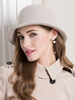 Faschingskostüm Frauen Retro Hut Hellgrau Wolle Chapeau Cloche Vintage Bowler Hat Karneval Kostüm