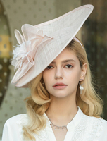 Faschingskostüm Frauen Retro Hut Hellrosa Tüll Blume Feder Retro Kostümzubehör Karneval Kostüm Karneval Kostüm