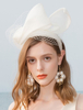 Faschingskostüm Frauen Retro Hut Tüll Net Ecru White Fascinator Hut Karneval Kostüm Karneval Kostüm