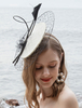 Faschingskostüm Frauen Retro Hut Weiß Tüll Federn Hut Vintage Haarschmuck Karneval Kostüm Karneval Kostüm