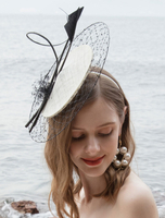 Faschingskostüm Frauen Retro Hut Weiß Tüll Federn Hut Vintage Haarschmuck Karneval Kostüm Karneval Kostüm