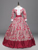 Faschingskostüm Frauen Retro Kostüme Blumendruck Spitzenbesatz Marie Antoinette Kostüm Kleid Vintage Party Abendkleid Karneval Kostüm