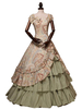 Faschingskostüm Frauen Retro Kostüme Print Kleid Bow Ruffle Kleid Kostüm aus dem 18. Jahrhundert Karneval Kostüm